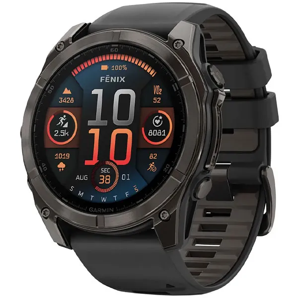 Smartwatch Garmin Fenix 8 AMOLED Sapphire 010-02905-20 51 mm com GPS/Wi-Fi - Preto/Cinza