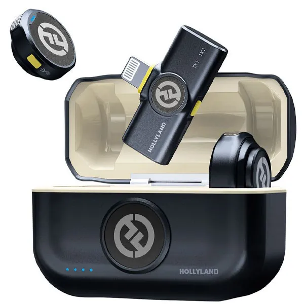 MICROFONE LAPELA HOLLYLAND LARK M2(2TX+1RX)WIRELESS LIGHTNING PRETO