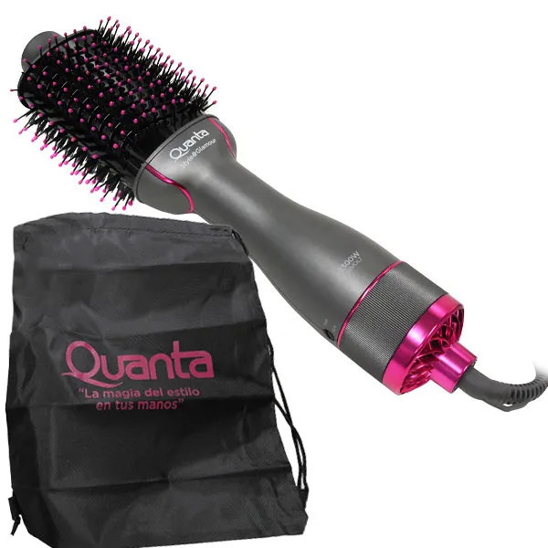 ESCOVA CABELO QUANTA QTES6000N 2EM1 1300WATTS 2V CINZA/ROSA +BOLSA
