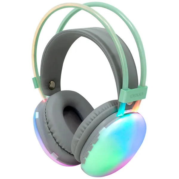 FONE BT SATELLITE AE-9077 PURE BASS C/MICROFONE ARCO VERDE CLARO/CINZA