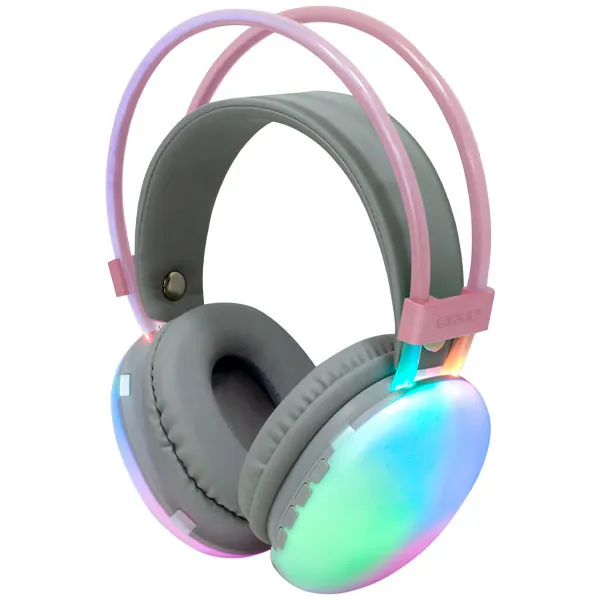 FONE BT SATELLITE AE-9076 PURE BASS C/MICROFONE ARCO ROSA CLARO/CINZA