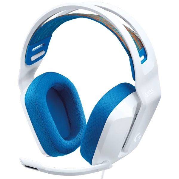 Headset Gaming Logitech G335 con 3.5 mm para PC/Playstation/Xbox/Nintendo Switch y Smartphone - Blanco/Azul
