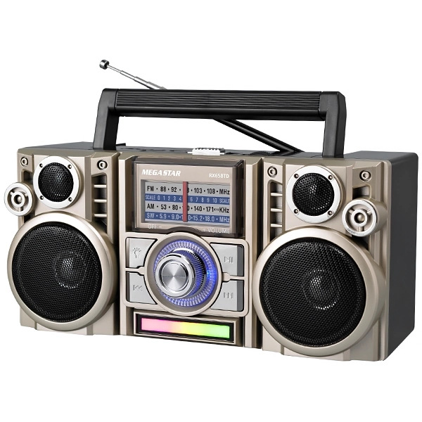 RADIO PORTATIL MEGASTAR RX65BTD FM AM SW USB BLUETOOTH 2V PRETO/DOURAD