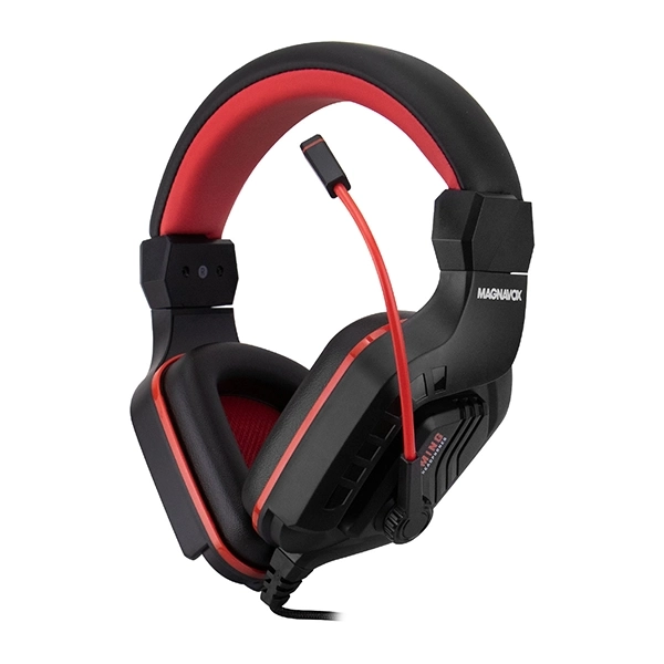 FONE MAGNAVOX MGA3139 GAMING C/MICROFONE ARCO PRETO/VERMELHO