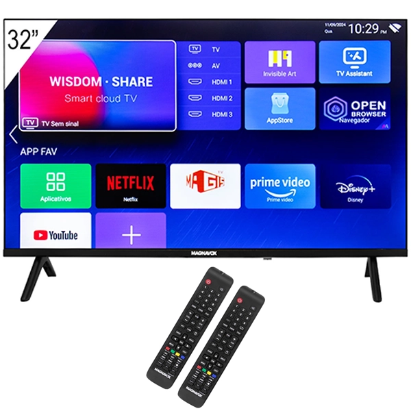 TV  MAGNAVOX 32" 32MEZ413 LED SMART HD ANDROID 14 +CONVERSOR