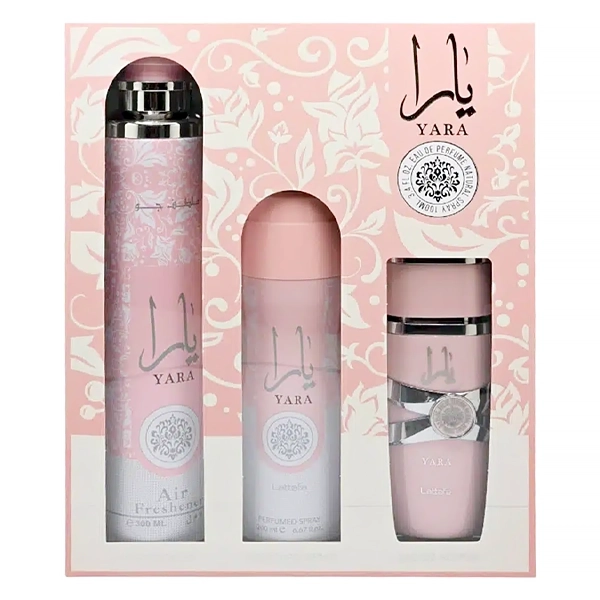 PERFUME FEMININO ARABE LATTAFA YARA EDP100+DEO200+AIR FRESH 300 KT(727