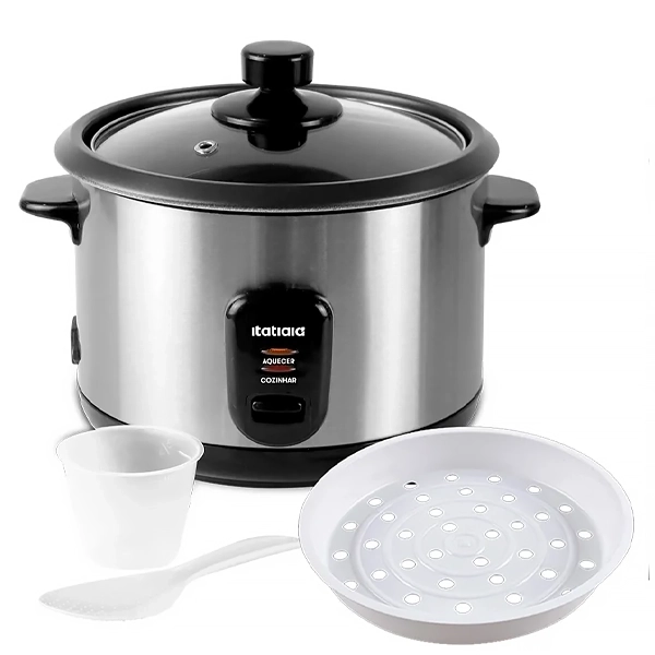Panela Elétrica de Arroz Itatiaia PAMID2001 500 watts para 1.5 Litros 220V ~ 50/60 Hz - Prata/Preta