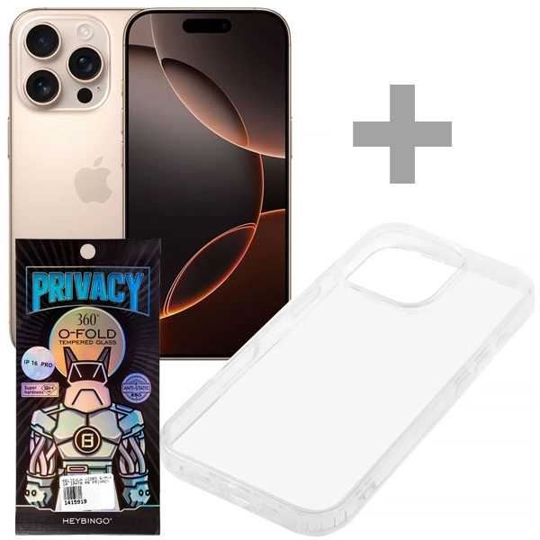 CEL IPHONE 16 PRO ESIM 6.3"  8+128 A3083 DESERT TIT+CAPA CLASS+PELI