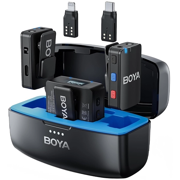 MICROFONE LAPELA BOYA BOYAMIC (2TX+1RX)WIRELESS USB-C LIGHTNING CAM PR