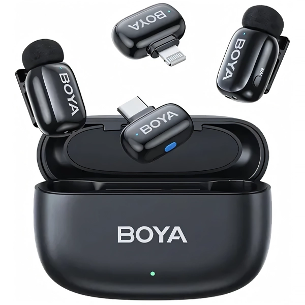 MICROFONE LAPELA BOYA MINI-12 (2TX+1RX)WIRELESS USB-C LIGHTNING PRETO