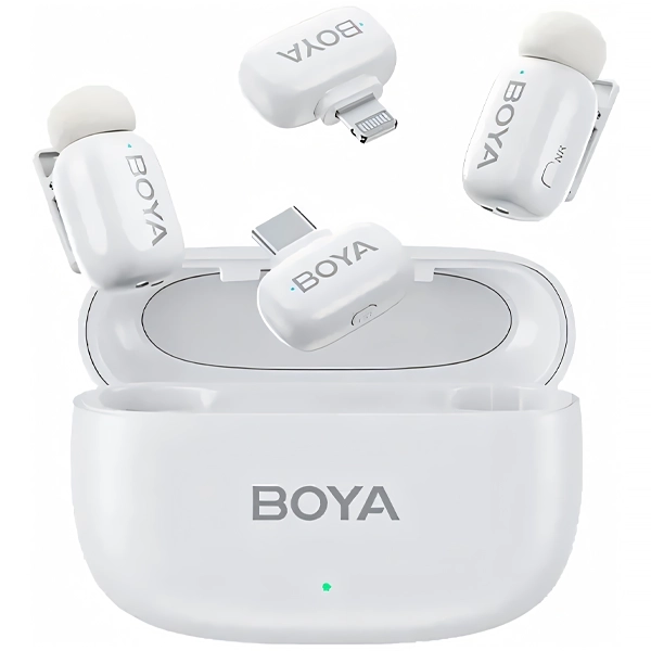 MICROFONE LAPELA BOYA MINI-13 (2TX+1RX)WIRELESS USB-C LIGHTNING BRANCO