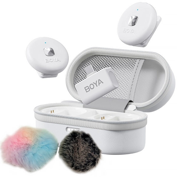 MICROFONE LAPELA BOYA OMIC-U (2TX+1RX)WIRELESS USB-C BRANCO