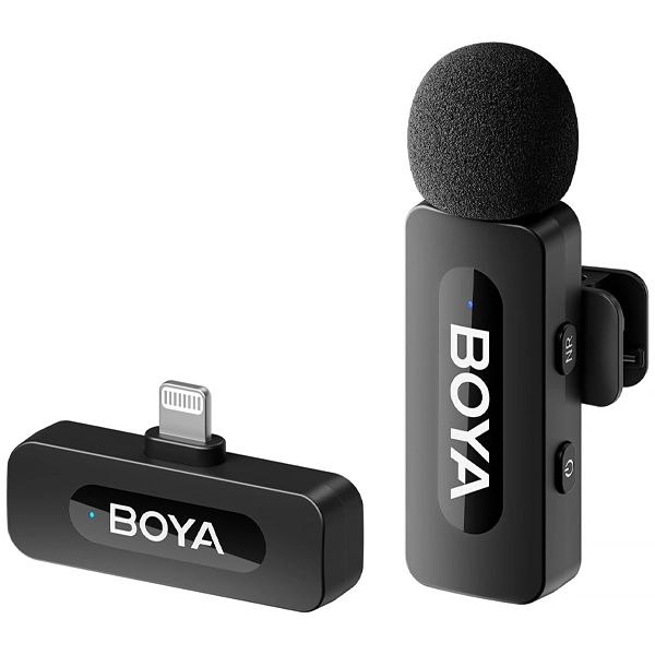 MICROFONE LAPELA BOYA BY-V1 (1TX+1RX)WIRELESS LIGHTNING PRETO