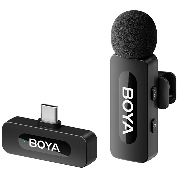 MICROFONE LAPELA BOYA BY-V10 (1TX+1RX)WIRELESS USB-C PRETO