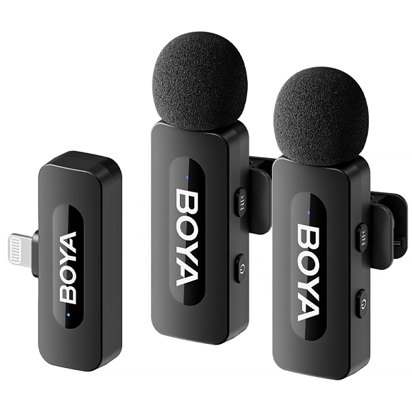 MICROFONE LAPELA BOYA BY-V2 (2TX+1RX)WIRELESS LIGHTNING PRETO