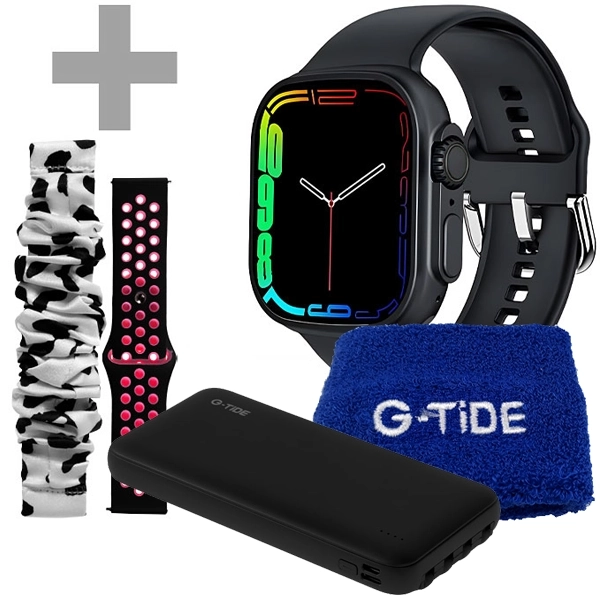 RELOGIO G-TIDE SWA017 STYLE SMART WATCH +CARREGADOR P1 10000MAH PRETO