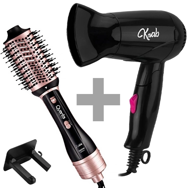 ESCOVA CABELO QUANTA QTES6001 2EM1 1300WATTS 2V PRE/ROS+SECADOR KBSC12