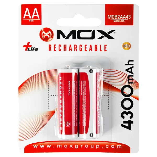 PILHA MOX RECARREGAVEL MOB2AA43 4300MAH AA C/2UNIDADES