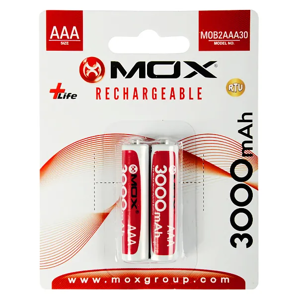 PILHA MOX RECARREGAVEL MOB2AAA30 3000MAH AAA C/2UNIDADES