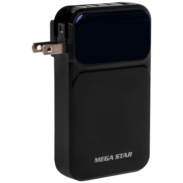 CARREGADOR PORTATIL USB MEGASTAR CH07 2EM1 10000MAH 2SAIDA PRETO