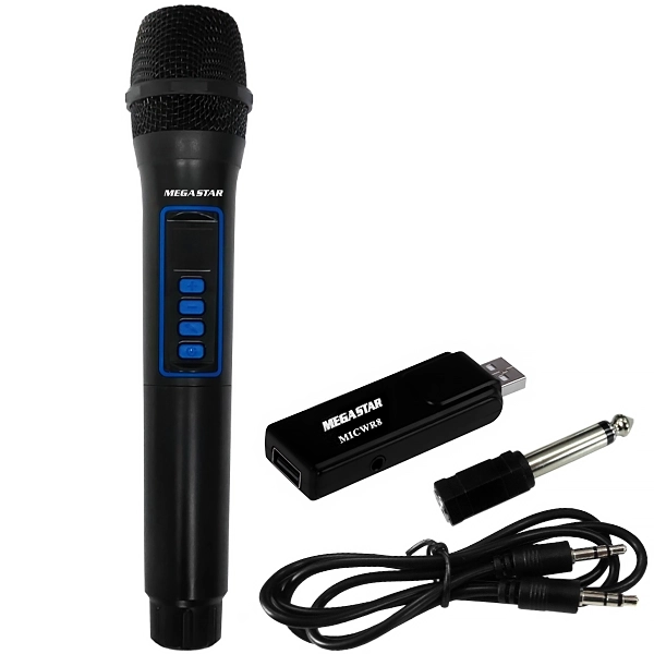 MICROFONE MEGASTAR MICWR8 SEM/FIO USB PRETO/AZUL