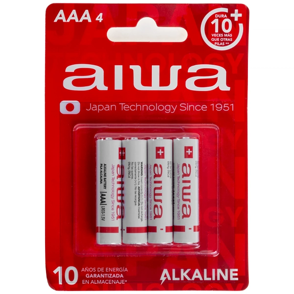 Pilha Alcalina AAA Aiwa LR03 AWBAPLR03P41 1.5V - 4 Unidades