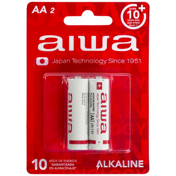 Pilha Alcalina AA Aiwa LR6 AWBAPLR6P21 1.5V - 2 Unidades