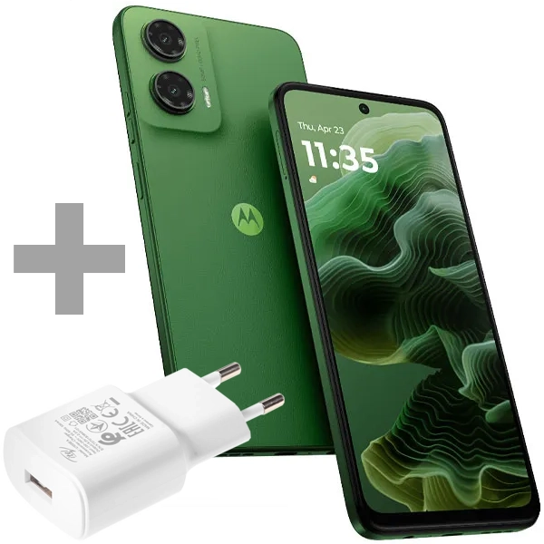 Celular Motorola Moto G35 5G XT2433-5 NFC Nano + eSIM de 128GB/4GB RAM de 6.72" 50+8MP/16MP - Leaf Green (CJ Slim) + Adaptador de Energía itel