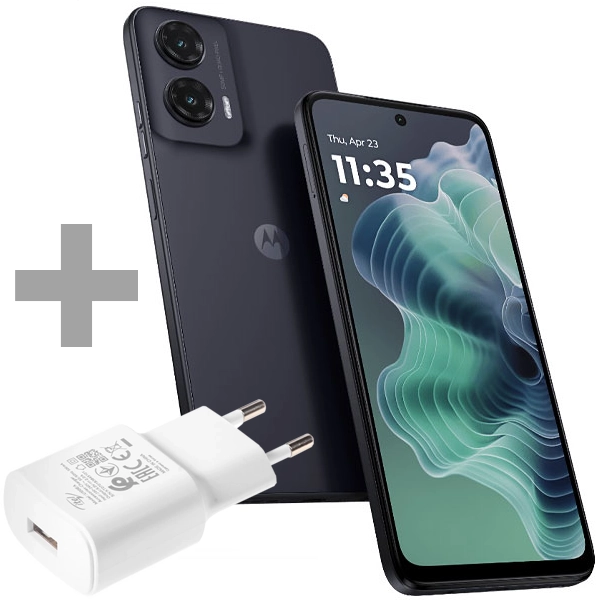 Celular Motorola Moto G35 5G XT2433-5 NFC Nano + eSIM de 256GB/8GB RAM de 6.72" 50+8MP/16MP - Midnight Black (CJ Slim) + Adaptador de Energía itel