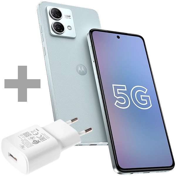 Celular Motorola Moto G84 5G XT2347-2 NFC Dual SIM de 256GB/8GB RAM de 6.55" 50+8MP/16MP - Marshmallow Blue (CJ Slim) + Adaptador de Energía itel