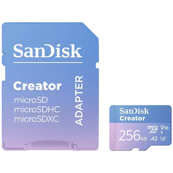 Tarjeta de Memoria Micro SD de 256GB SanDisk Creator SDSQXAV-256G-GN6MS - Azul/Púrpura