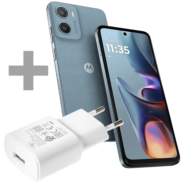 Celular Motorola Moto E15 XT2523-6 Dual SIM de 64GB/2GB RAM de 6.67" 32MP 8MP - Misty Blue (CJ Slim) + Adaptador de Energía itel