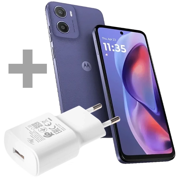 Celular Motorola Moto E15 XT2523-6 Dual SIM de 64GB/2GB RAM de 6.67" 32MP 8MP - Fresh Lavender (CJ Slim) + Adaptador de Energía itel
