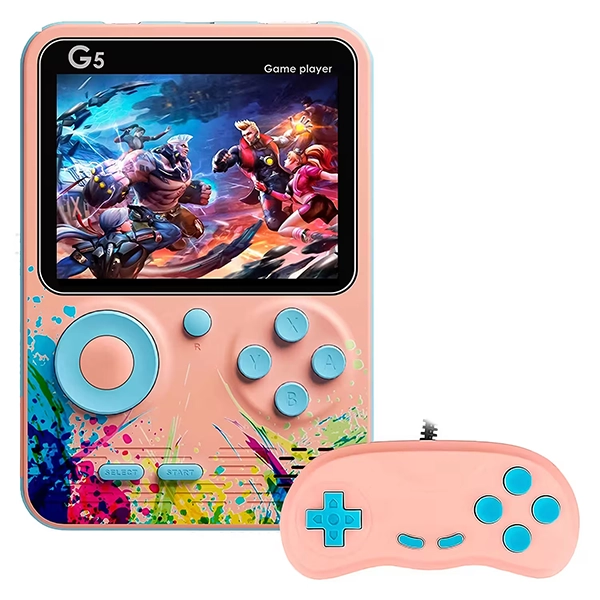 Consola Portátil Game Box G5 de 3" con 500 Juegos - Rosa/Azul + Control (Inglés/Chino)