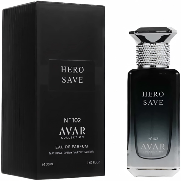 PERFUME MASCULINO ARABE AVAR COLLECTION HERO SAVE N102 EDP 30ML(86177.