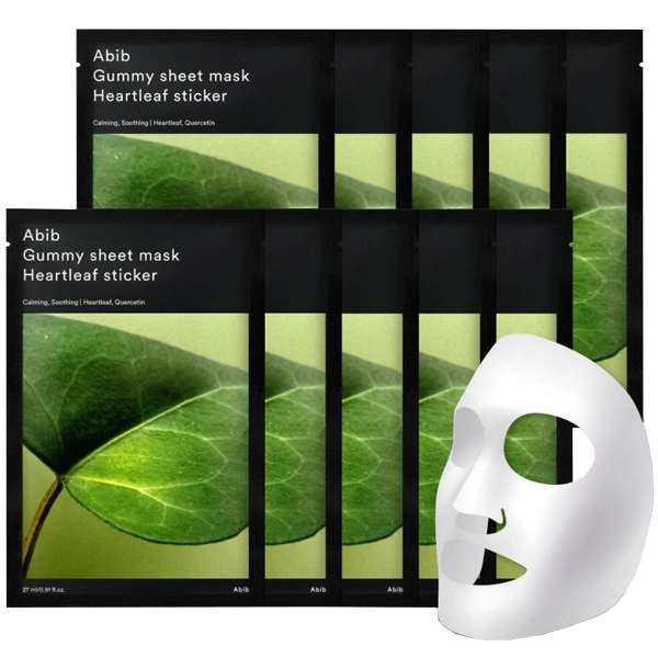 Máscara Facial Abib Gummy Sheet Mask Heartleaf Fit - 10 Unidades