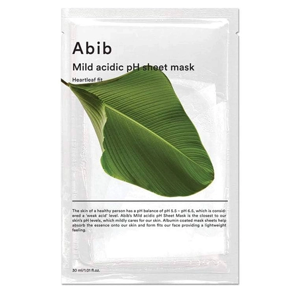 Mascarilla Facial Abib Mild Acidic pH Sheet Mask Heartleaf Fit - 10 Unidades