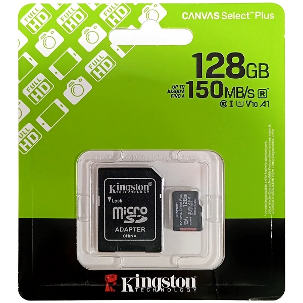 MEMORIA  MICRO-SD KINGSTON SDCS3 128GB 150MB/S CLASS 10 A1 PRETO