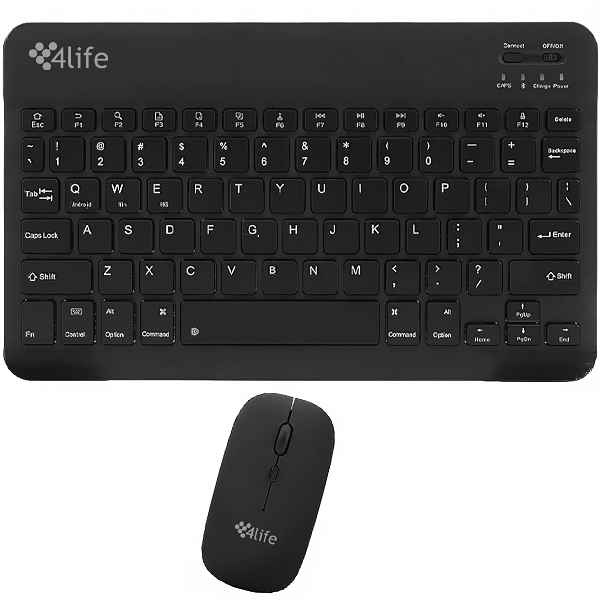 Kit Teclado Inalámbrico 4life FL030BK Inglés + Mouse 1.600 DPI - Negro