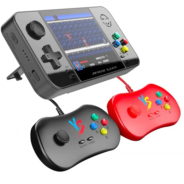 Consola Portátil PowerBank D41 de 3.5" de 500 Juegos con Cargador Portátil - Negra + 2 Controles (Inglés/Chino)