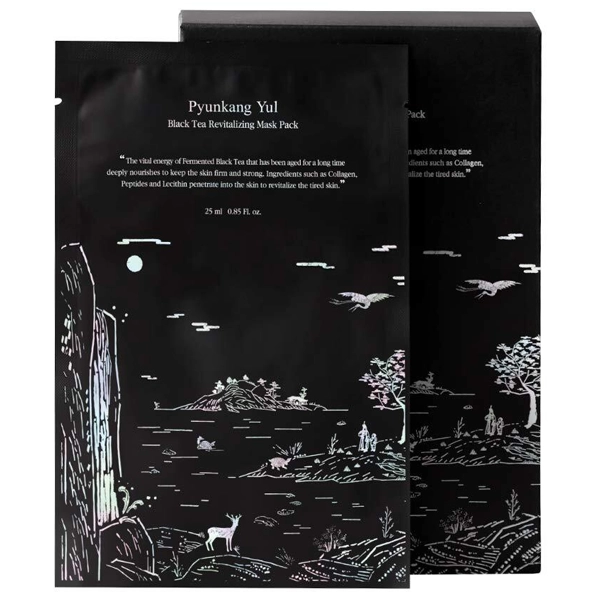 Máscara Facial Pyunkang Yul Black Tea Revitalizing Sheet Mask Pack - 10 Unidades