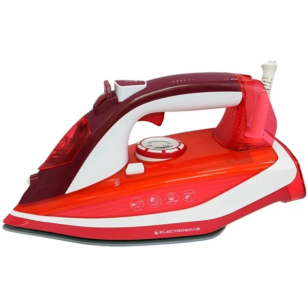 Plancha a Vapor ElectroBras EBPV-25 de 2.200 watts Antiadherente + Spray 220 - 240 V ~ 50/60 Hz - Rojo/Blanco