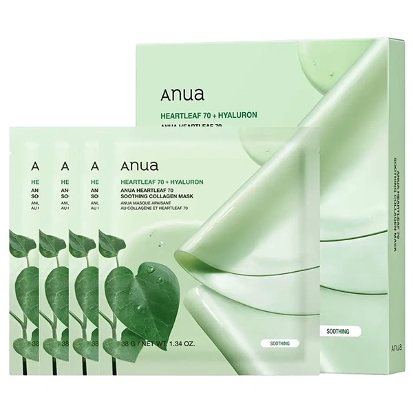 Mascarilla Facial Anua Heartleaf 70+ Hyaluron - 4 Unidades