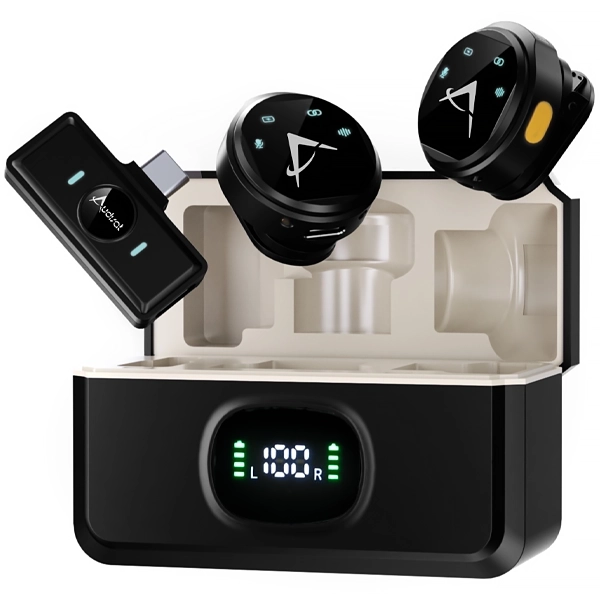 MICROFONE LAPELA AUDISAT X VLOG(2TX+1RX)WIRELESS USB-C PRETO
