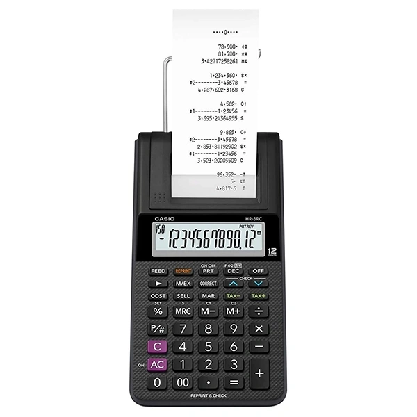 Calculadora con Impresora Casio HR-8RC-BK con Soporte para Papel - Negra