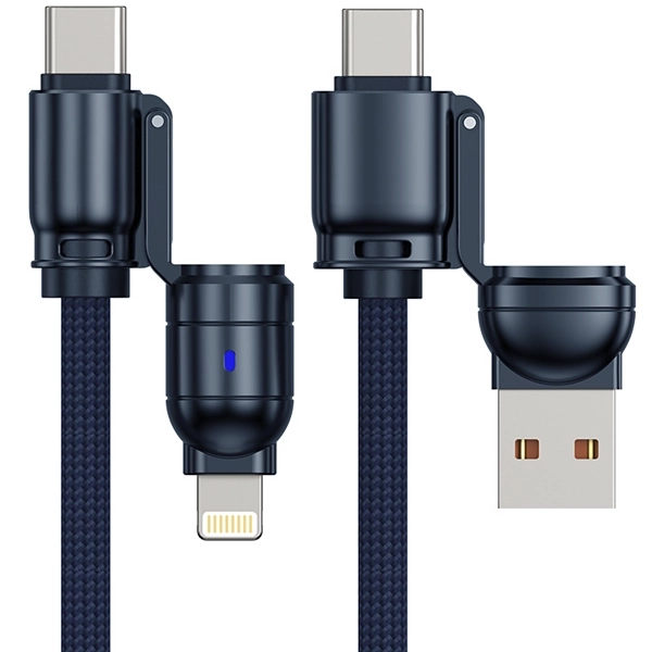Cable 4 en 1 G-TiDE Bullet Power WC155-5 USB-C + Lightning + USB 1.5 Metros - Azul
