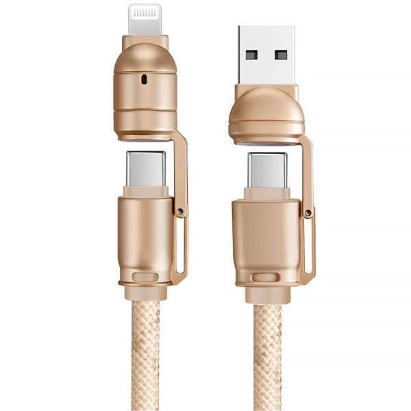 Cable 4 en 1 G-TiDE Bullet Power WC155-5 USB-C + Lightning + USB 1.5 Metros - Dorado