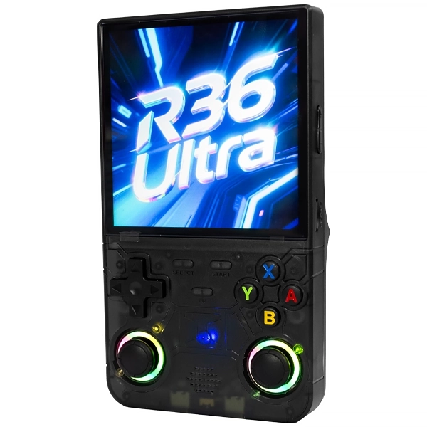 Console Portátil R36 Ultra de 4" com 40.000 Jogos - Preto Transparente