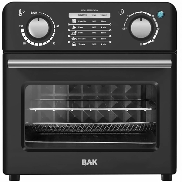 Freidora Eléctrica BAK Air Fryer Oven BK-AO10L-220 1.000 watts 10 Litros 220 ~ 50/60 Hz - Negra/Plata