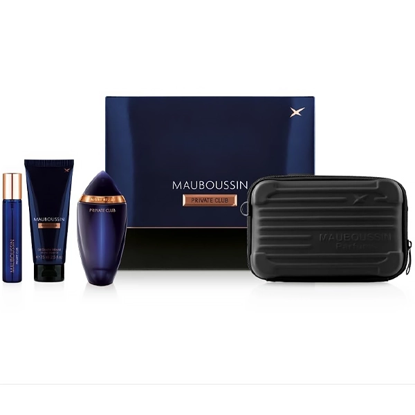 Kit Perfume Masculino Mauboussin Private Club EDP 100 ml + Travel Spray + Gel de Ducha + Estuche